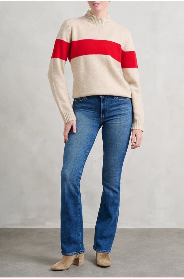 one stripe turtleneck in buff red