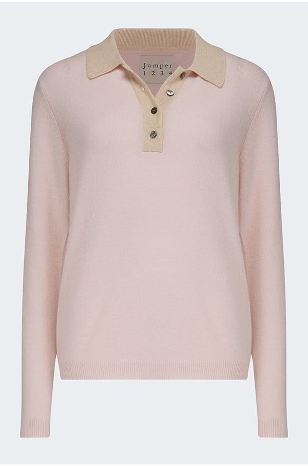 contrast polo jumper in nurture ivory
