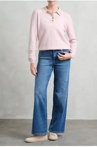 contrast polo jumper in nurture ivory