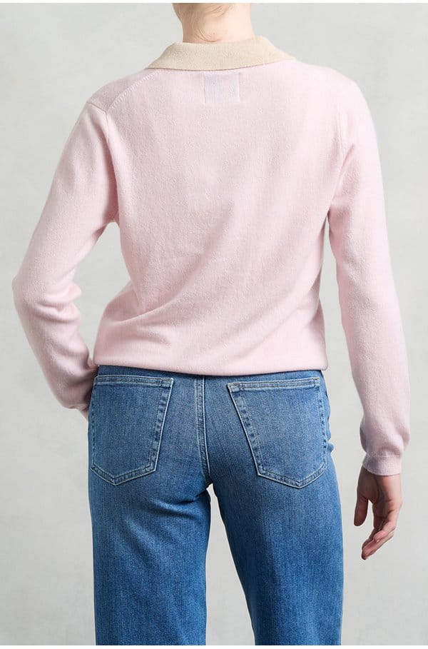 contrast polo jumper in nurture ivory