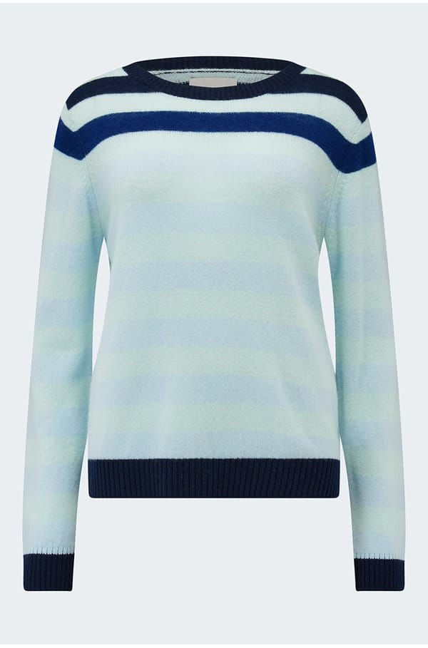 gradient stripe crew in noor navy pale blue