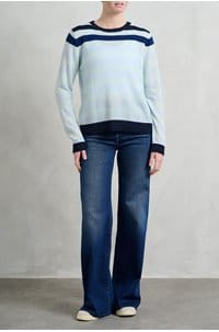 gradient stripe crew in noor navy pale blue
