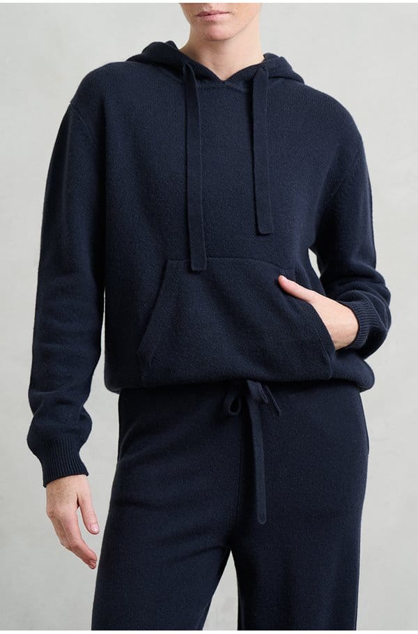 wool hoodie in dark ink