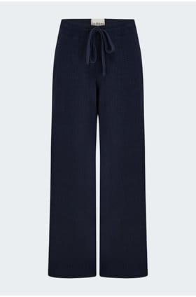 Wool Wide Leg Jogger in Dark Ink