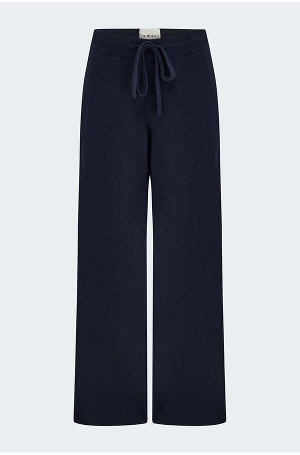 wool wide leg jogger in dark ink