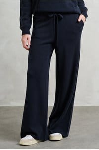 wool wide leg jogger in dark ink