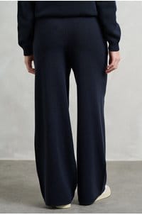 wool wide leg jogger in dark ink