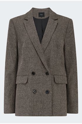 Jac Blazer In Camel Black Herringbone