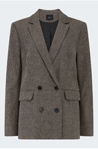 jac blazer in camel black herringbone 