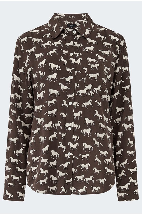 kate shirt in ivory horses 