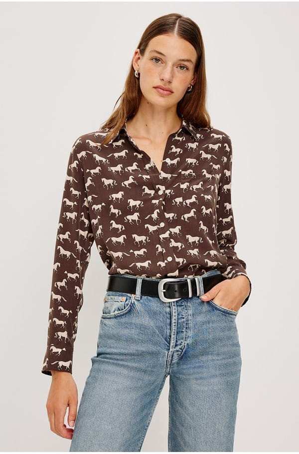 kate shirt in ivory horses