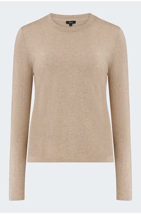 Long Sleeve Cotton Cashmere Tee in Heather Oat