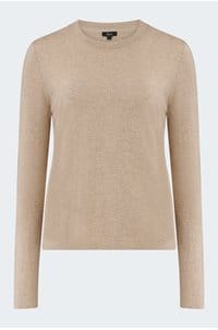 long sleeve cotton cashmere tee in heather oat
