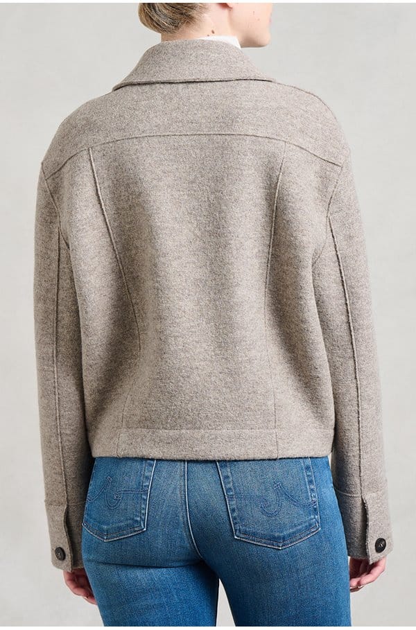 cropped coach jacket in natural casha