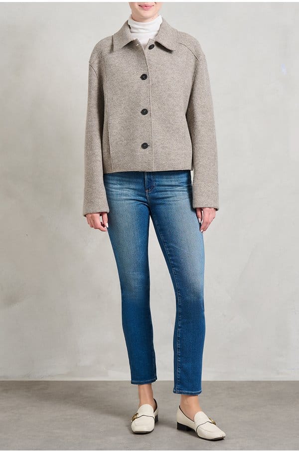 cropped coach jacket in natural casha