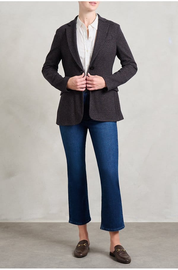 hacking jacket in brown blue 