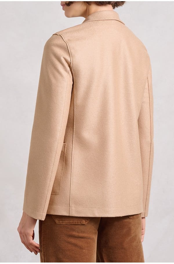 stand up collar blazer in beige 