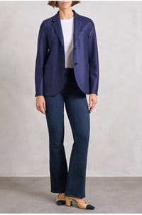 stand up collar blazer in navy