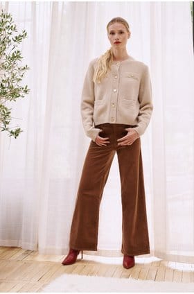 Le Slim Palazzo with Modernist Pockets In Maple Brown