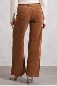 le slim palazzo with modernist pockets in maple brown 