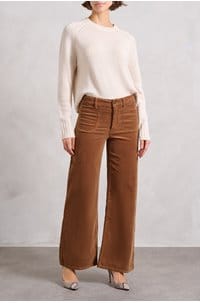 le slim palazzo with modernist pockets in maple brown 