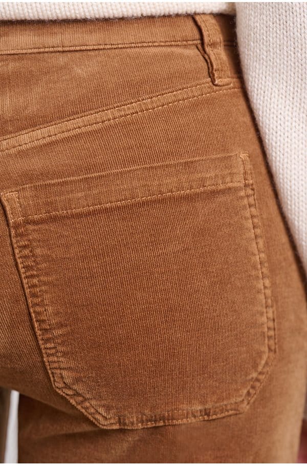 le slim palazzo with modernist pockets in maple brown 