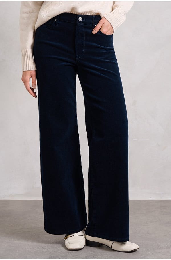 le slim palazzo corduroy in navy