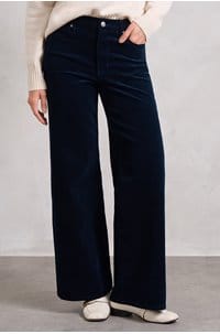 le slim palazzo corduroy in navy