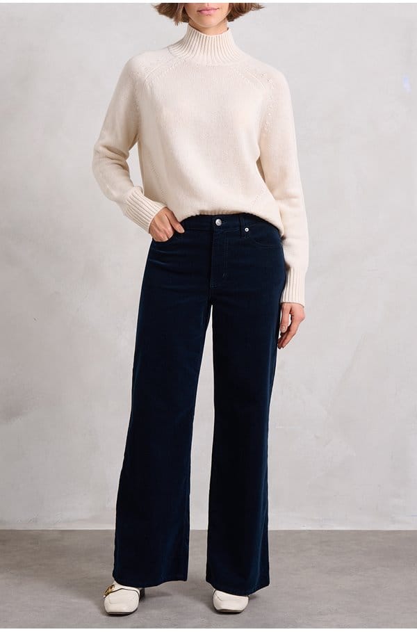 le slim palazzo corduroy in navy