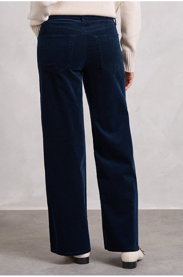 le slim palazzo corduroy in navy