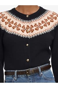 the cashmere fairisle cardi in navy
