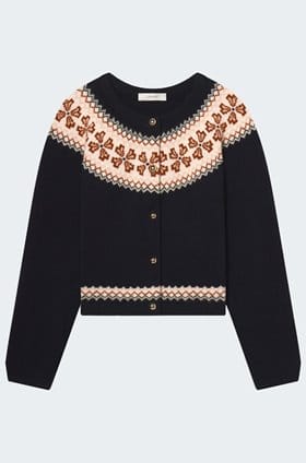 The Cashmere Fairisle Cardi In Navy