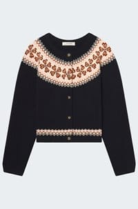 the cashmere fairisle cardi in navy
