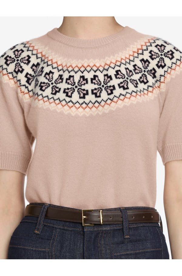 the cashmere fairisle in pink sand