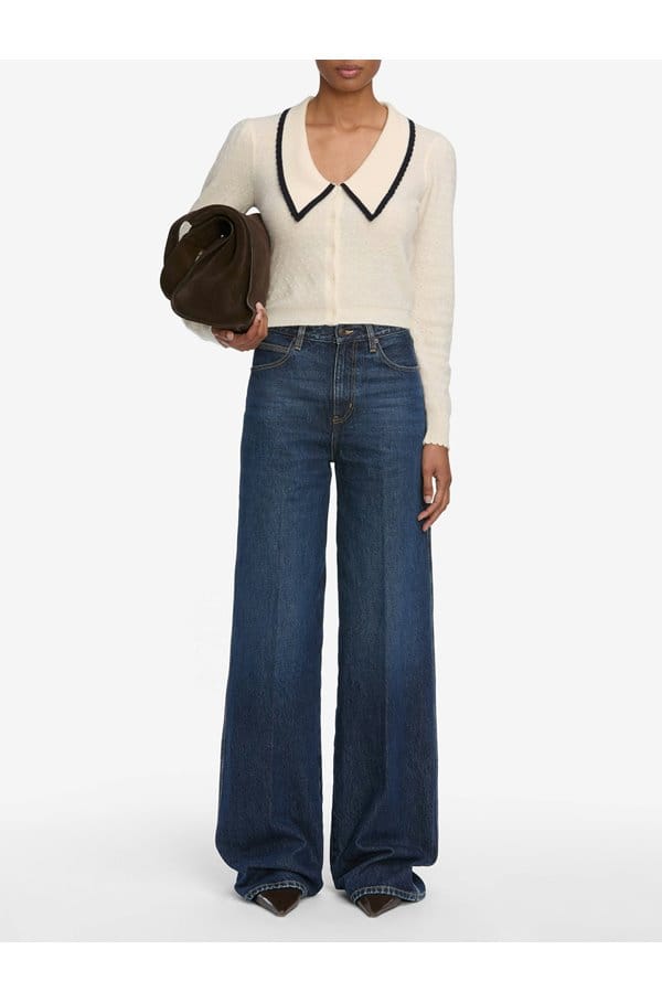 the long sleeve cashmere sailor sweater in cream multi 