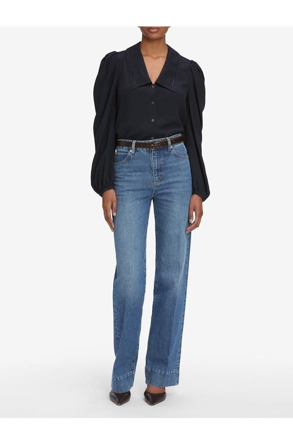 the long sleeve sailor blouse in navy