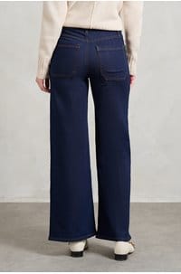 le slim palazzo with modernist pockets in rinse