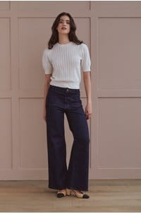 le slim palazzo with modernist pockets in rinse