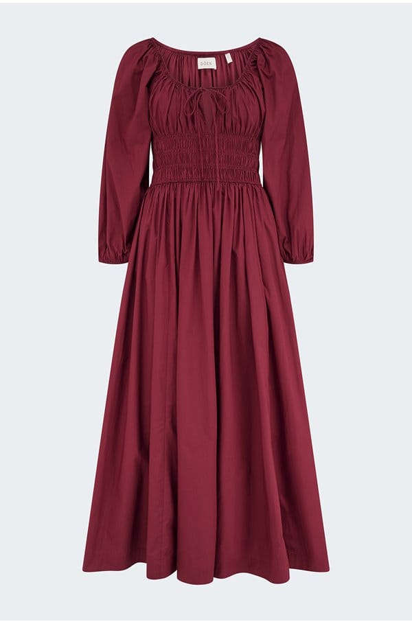 quintessa dress in deep crimson 