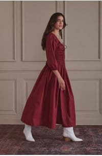 quintessa dress in deep crimson 