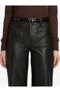 le slim palazzo leather with modernist pockets in black
