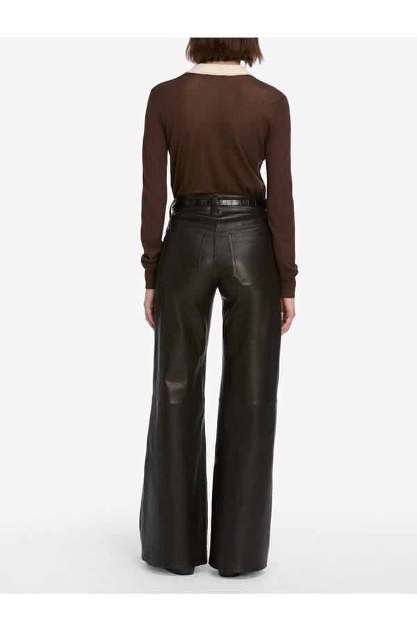 le slim palazzo leather with modernist pockets in black