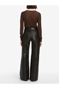 le slim palazzo leather with modernist pockets in black
