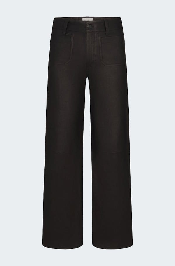 le slim palazzo leather with modernist pockets in black 