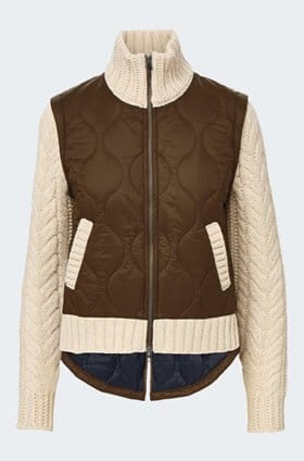 Patra Knit-Sleeve Quilted Jacket in Mocha Heathered Sand