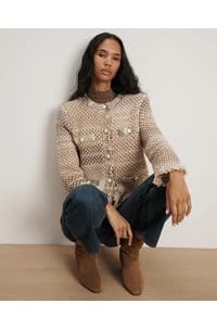 sariyah knit jacket in desert khaki 