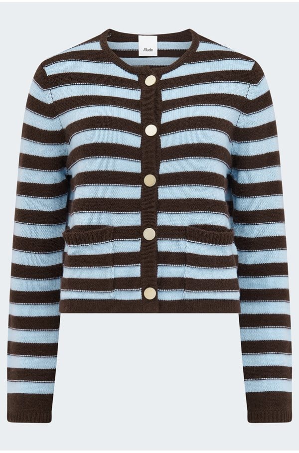 stripe cardigan in chocolate blue