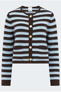 stripe cardigan in chocolate blue