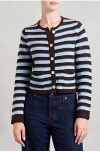stripe cardigan in chocolate blue