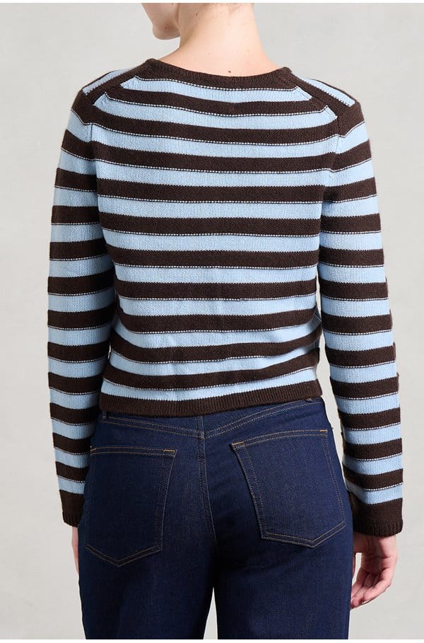 stripe cardigan in chocolate blue